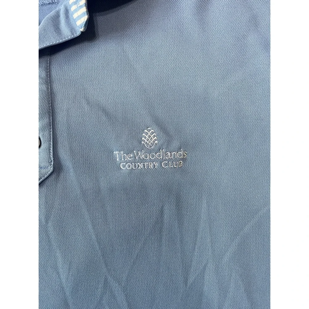 FJ Golf Polo Shirt Size XL Blue  White Striped The‎ Woodlands Country Club